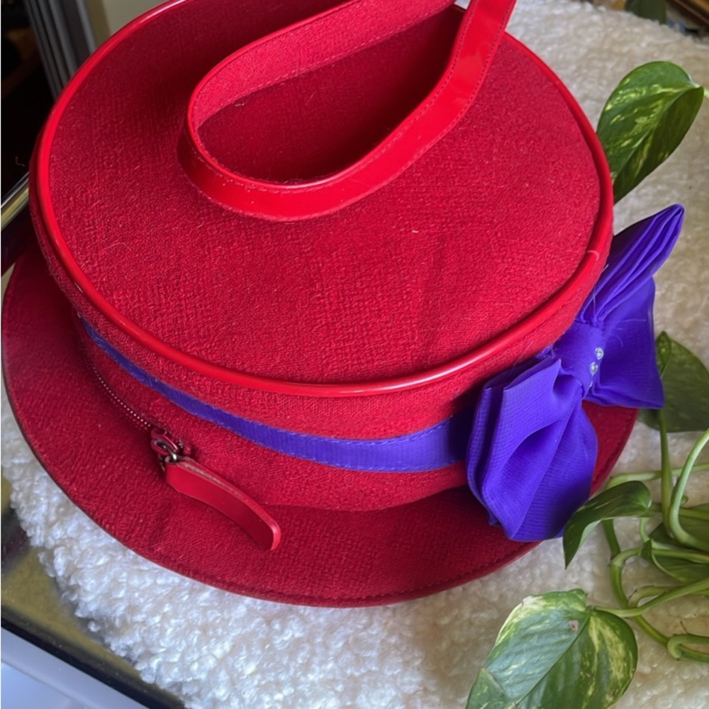 Braciano Red Hat Society Purse Crossbody Purple Bow Shoulder Bag Rare
